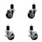 Service Caster 3'' Black Poly Wheel Swivel 1-3/4'' Expanding Stem Caster Set 2 Brakes, 4PK SCC-EX20S314-PPUB-BLK-2-TLB-2-134 - alternate 1